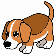 Beagle Sniffing Vector Art Illustration

