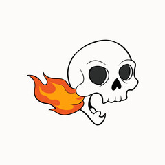 Fire is coming out of the skull art vector illustrator