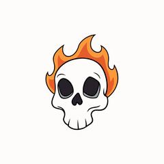 Fire is coming out of the skull art vector illustrator
