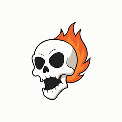 Fire is coming out of the skull art vector illustrator