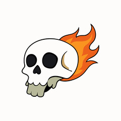 Fire is coming out of the skull art vector illustrator