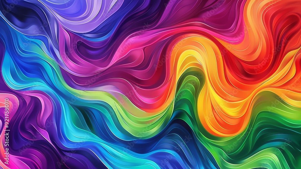Poster a vibrant and colorful abstract wave pattern, evoking a sense of energy and creativity. the fluid mo