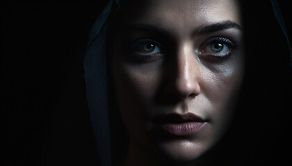 sad woman portrait in the dark