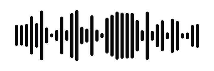 Waves of the equalizer. Vector illustration of music sound on isolated background. Drawing of radio signal painted by black inks. Sketch of musical soundtrack. Etching of voice record. In eps 10.