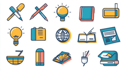 Collection of school and education icons. Perfect for back to school illustrations.