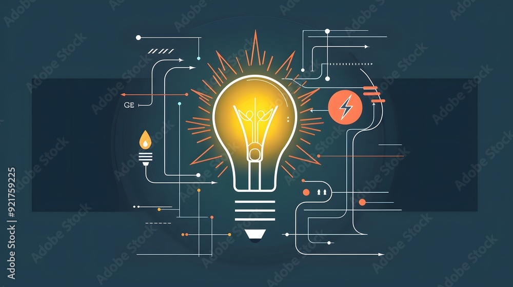 Poster an infographic-style a light bulb with a diagram of the power factor, comparing real power in watts 