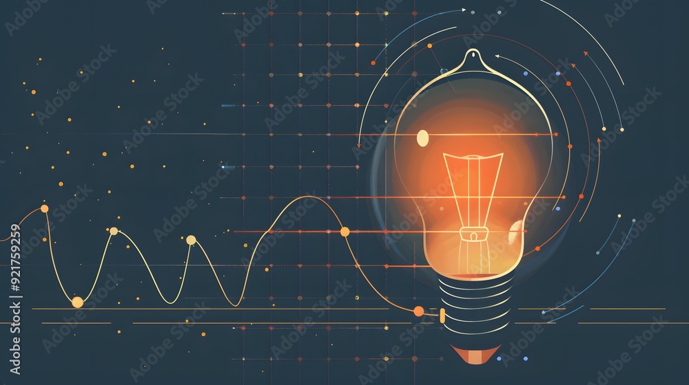 Aufkleber an infographic-style a light bulb with a diagram of the power factor, comparing real power in watts 