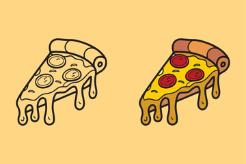 Delightful Pizza Slice Coloring Page for Young Artists - Coloring Book for Adults and Kids