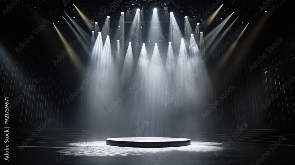 Poster stage with spotlight and empty platform