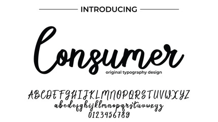 Consumer Font Stylish brush painted an uppercase vector letters, alphabet, typeface