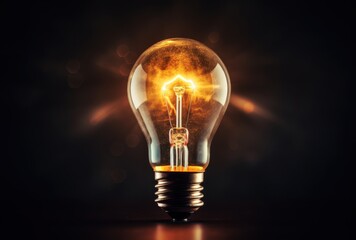 Glowing Light Bulb with a Burst of Light