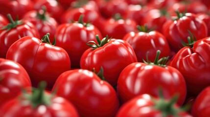 Bright red tomatoes arranged in neat order,  generative ai illustration