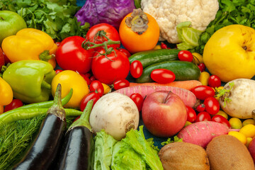 Various types of fresh vegetables are arranged in an orderly manner,  generative ai illustration