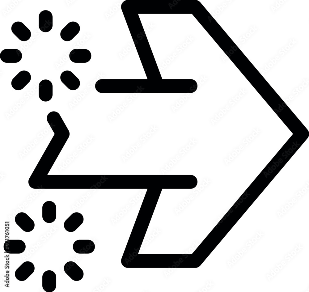 Poster double end arrow pointing right with loading circles, symbolizing data transfer in progress