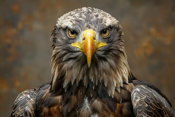 Naklejka premium Majestic Eagle Portrait in High Detail for Wildlife Photography, Nature Conservation Concept, Ideal for Posters, Prints, and Educational Materials