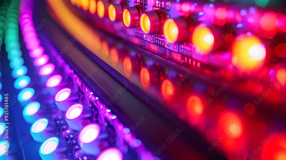 Poster a close-up of an led light source with high cri, showing vibrant colors and accurate color rendering