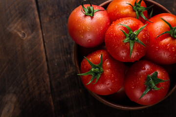 Bright red tomatoes arranged in neat order,  generative ai illustration