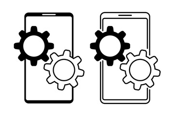 スマホと歯車のアイコンセット