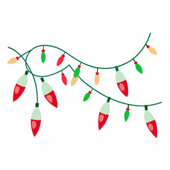 Fototapeta premium Bow christmas lights garland art vector illustrator