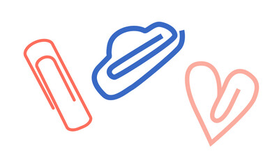 Obraz premium Clips set isolated on white. Accessories for papers books nootbooks. Vector illustration EPS 10