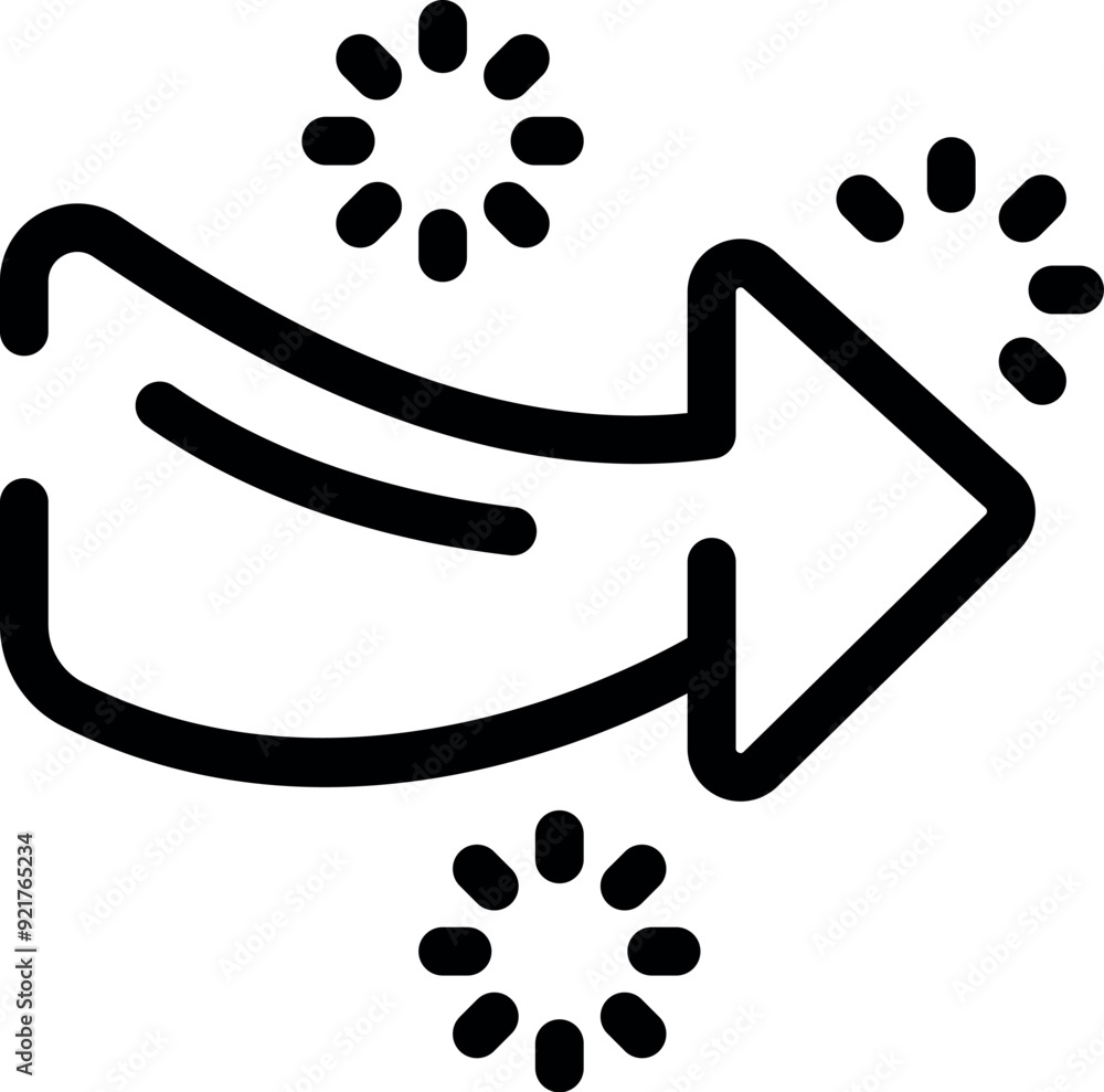 Poster arrow moving forward surrounded by loading symbols representing fast data transfer