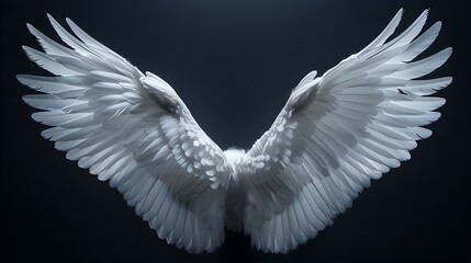Ethereal Angel Wings Spread Wide Against Dark Background