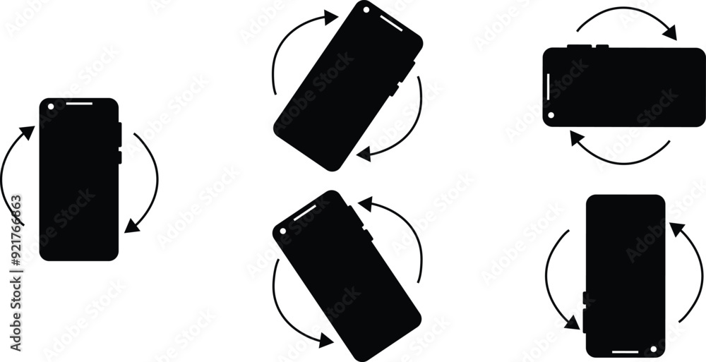 Aufkleber set of rotate mobile phone icons in trendy flat styles. device auto rotation symbols. turn your devi