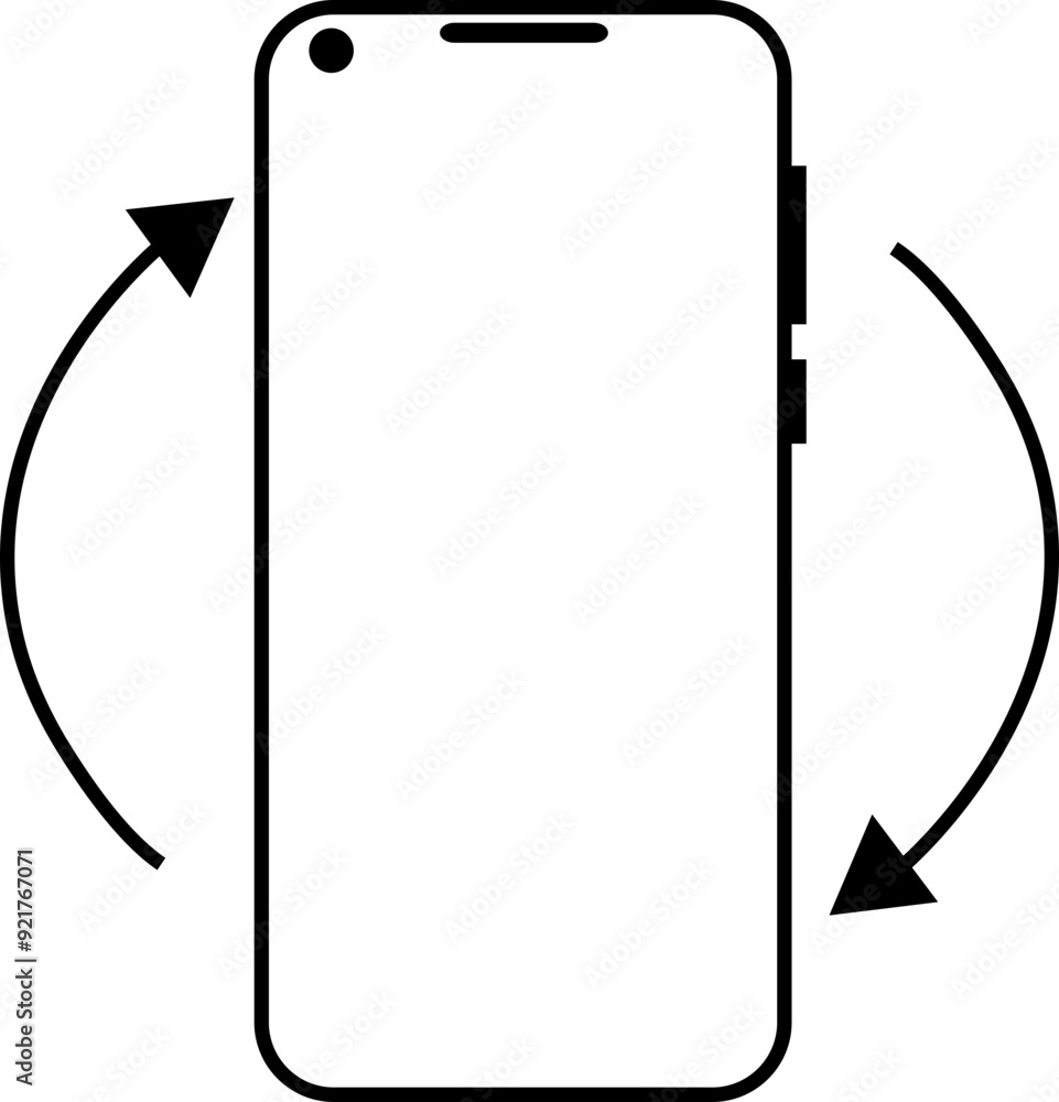 Poster rotate mobile phone icon in outline style. device rotation symbol. turn your device. vector illustra