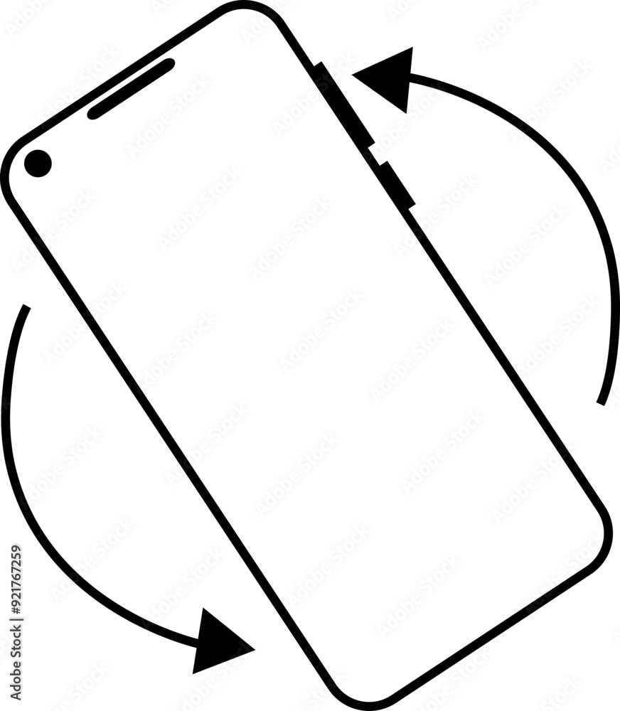 Poster rotate mobile phone icon in outline style. device rotation symbol. turn your device. vector illustra