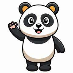 Cute panda waving like saying hi art vector illustration