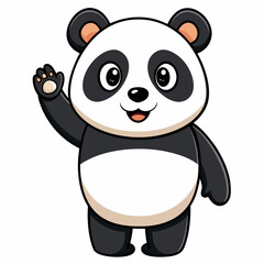 Cute panda waving like saying hi art vector illustration
