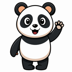 Cute panda waving like saying hi art vector illustration