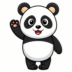 Cute panda waving like saying hi art vector illustration