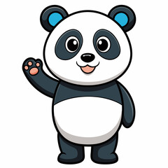 Cute panda waving like saying hi art vector illustration