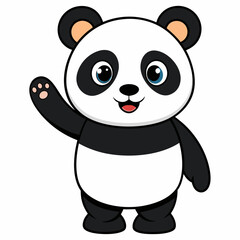 Cute panda waving like saying hi art vector illustration