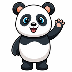 Cute panda waving like saying hi art vector illustration
