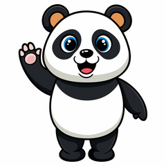 Cute panda waving like saying hi art vector illustration