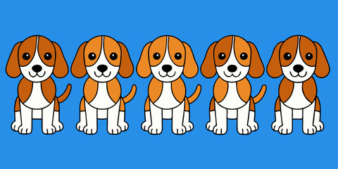 Set Beagle icons vector art, Beagle full body vector illustration