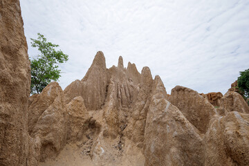 Earthen walls formed by the movement of the earth's surface are a tourist attraction in Nan...