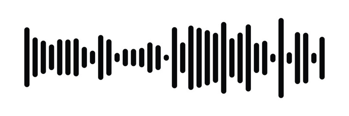 Waves of the equalizer. Vector illustration of music sound on isolated background. Drawing of radio signal painted by black inks. Sketch of musical soundtrack. Etching of voice record. In eps 10.