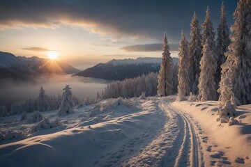 Magic Winter Landscape at Christmas Time - Panorama