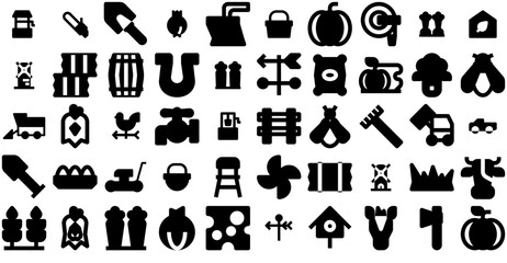 Set Of Linear Farming Solid Vector Symbols Apps, Websites Ui Designs Suitable For Agriculture,Root-Vegetable,Seed-Bag,Farming,Farm Business Infographic Elements Logo Vector Illustration