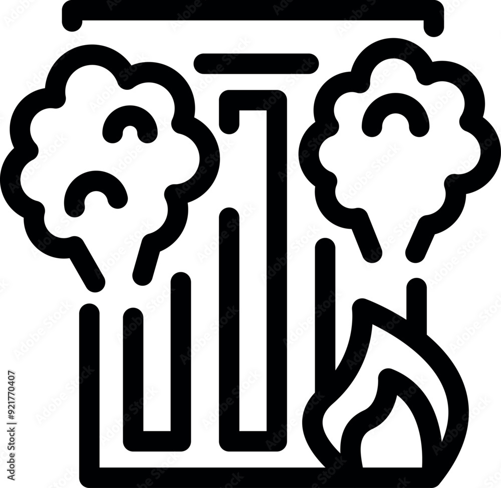 Poster simple vector icon representing the concept of pollution with a sad earth and a factory releasing sm