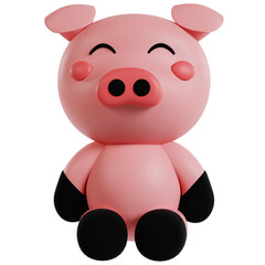 Fototapeta premium Cheerful Pink Piglet
