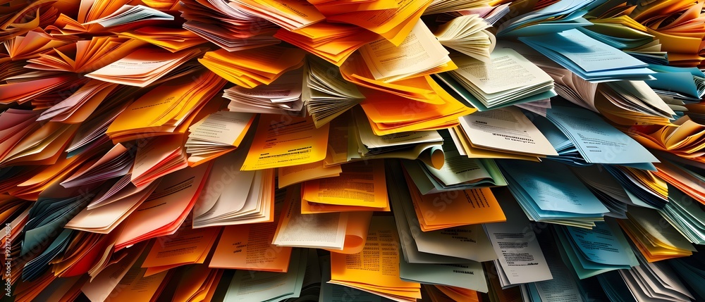Poster stack of paper documents abstract background.