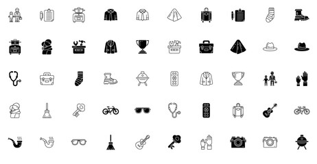 Set Of Linear Fathers Day Icons Silhouette Vector Logo Design Containing Fashion,Dad,Tie,Clothes,Father-And-Son Vector Icon Set Linear Pictogram Pack