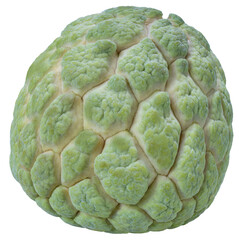 Custard apple a tropical fruit on white background, Fresh custard apple sweet fruit isolate on white PNG file..
