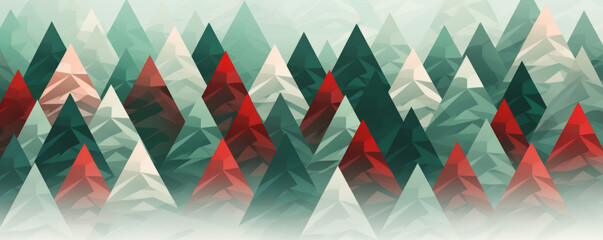 Naklejka premium Geometric Christmas Trees in Red and Green