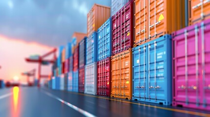 Fototapeta premium Freight container allocation for shipment, versatile image with copy space and deep depth of field.