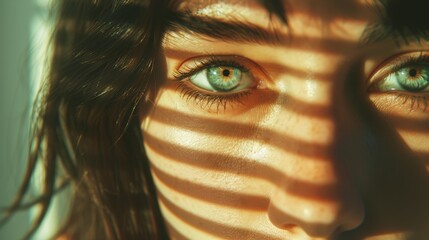Close-up portrait of a woman with brown eyes reflecting light, showcasing deep emotion and dilated pupils, shot on Bergger Pancro 400 film.